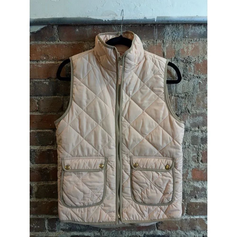 QUINN • Dusty Rose Gray Trim Gold Detail Quilted Vest • Ladies Size Small